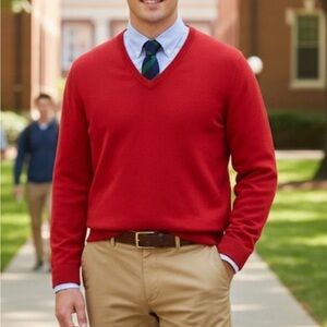 Fusaro Vintage Y2K Italy 🇮🇹 Men’s Wool/cashmere Blend V-neck Preppy Sweater M